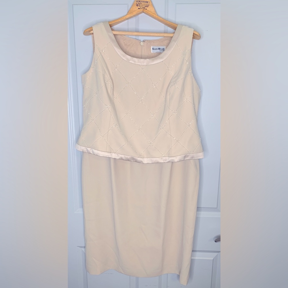 Karen Miller NY Cream Color Embellished Evening Gown in Size 18